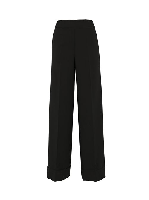 Pantalone largo in cady con risvolto Nero D. Exterior | 619142NERO